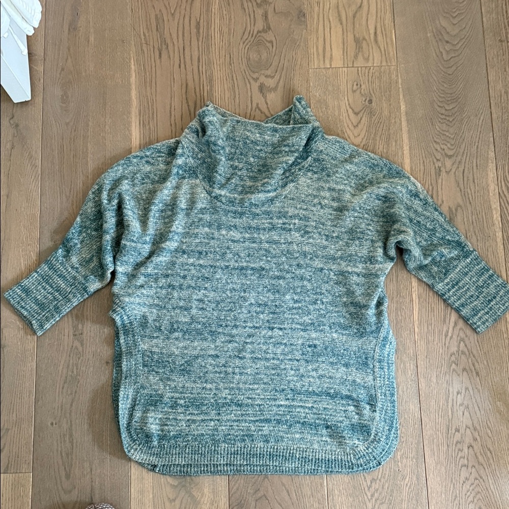 Field Flower Teal Marled Cowl Neck Knit Sweater | Size Small